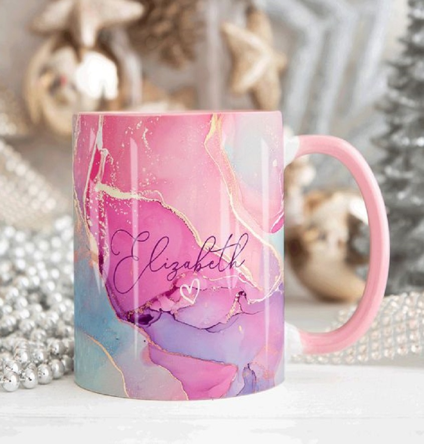 Service Provider of Pink Gold Marble Design with Name Customized Photo Printed Coffee Mug Printing Services in New Delhi, Delhi, India